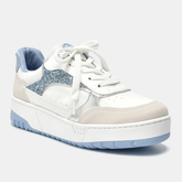 Tênis Casual Azul e bege e branco e prata