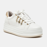 Tênis Casual Branco e Dourado