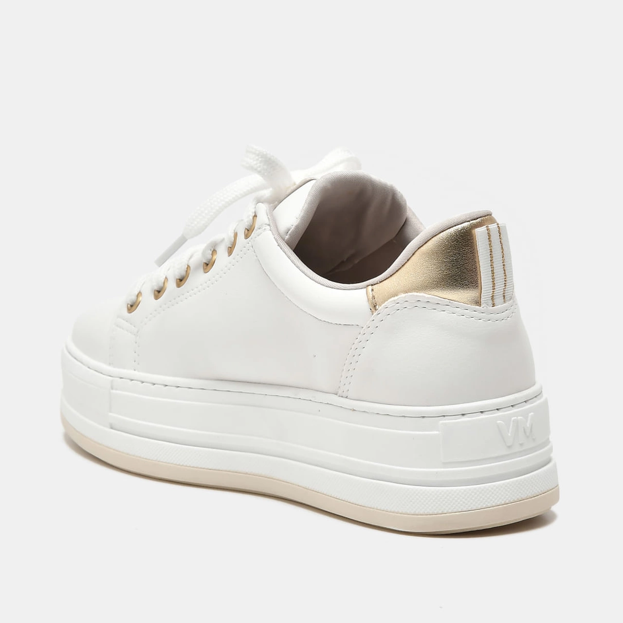 Tênis Casual Branco e Dourado