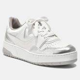 Tênis Casual Branco e Prata