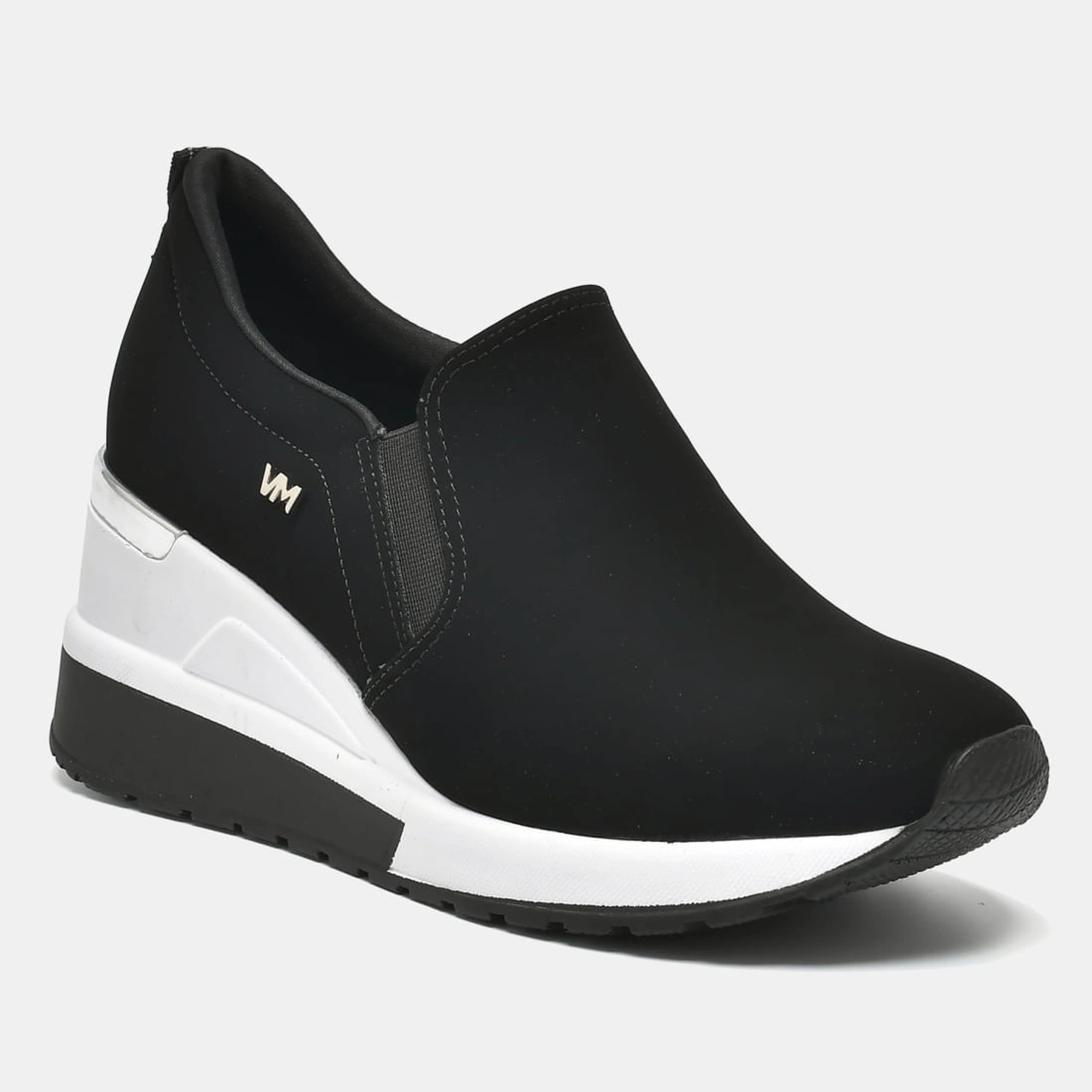 Tênis Casual Anabela Prata e preto