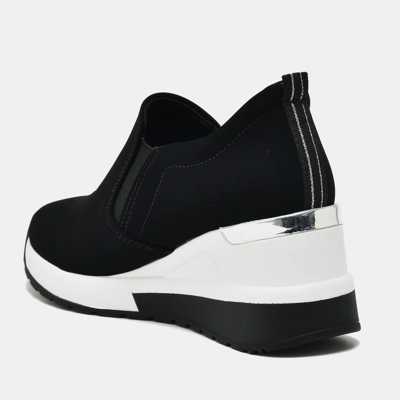 Tênis Casual Anabela Prata e preto