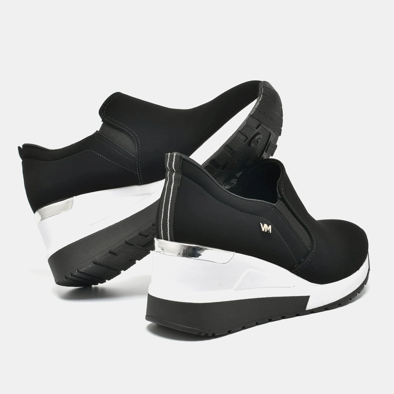 Tênis Casual Anabela Prata e preto