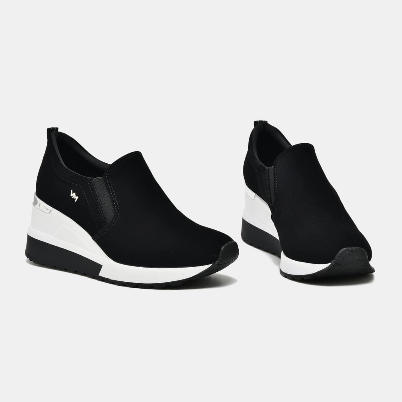 Tênis Casual Anabela Prata e preto