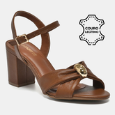 Sandália De Salto Alto Em Couro Marrom