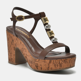 Sandália Anabela Cafe e Marrom