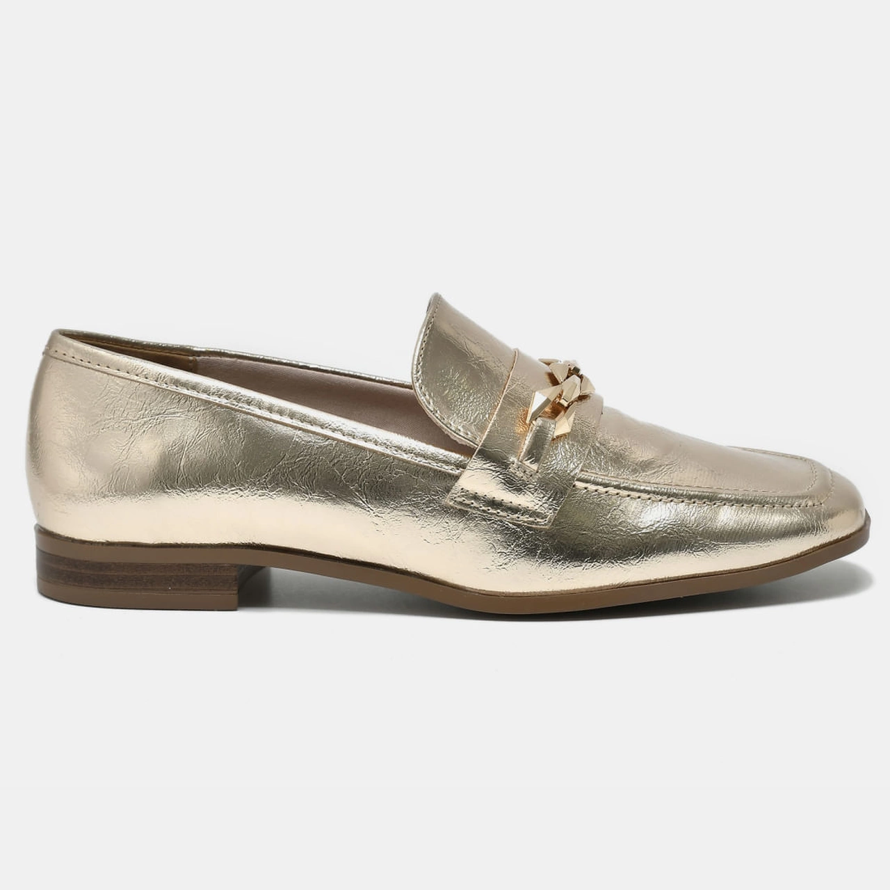 Sapato Loafer Dourado