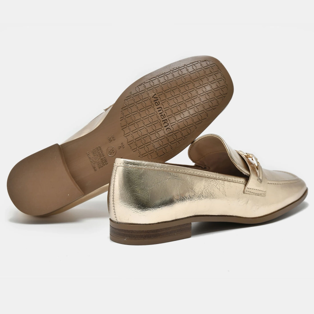 Sapato Loafer Dourado