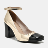Sapato Scarpin Dourado e preto
