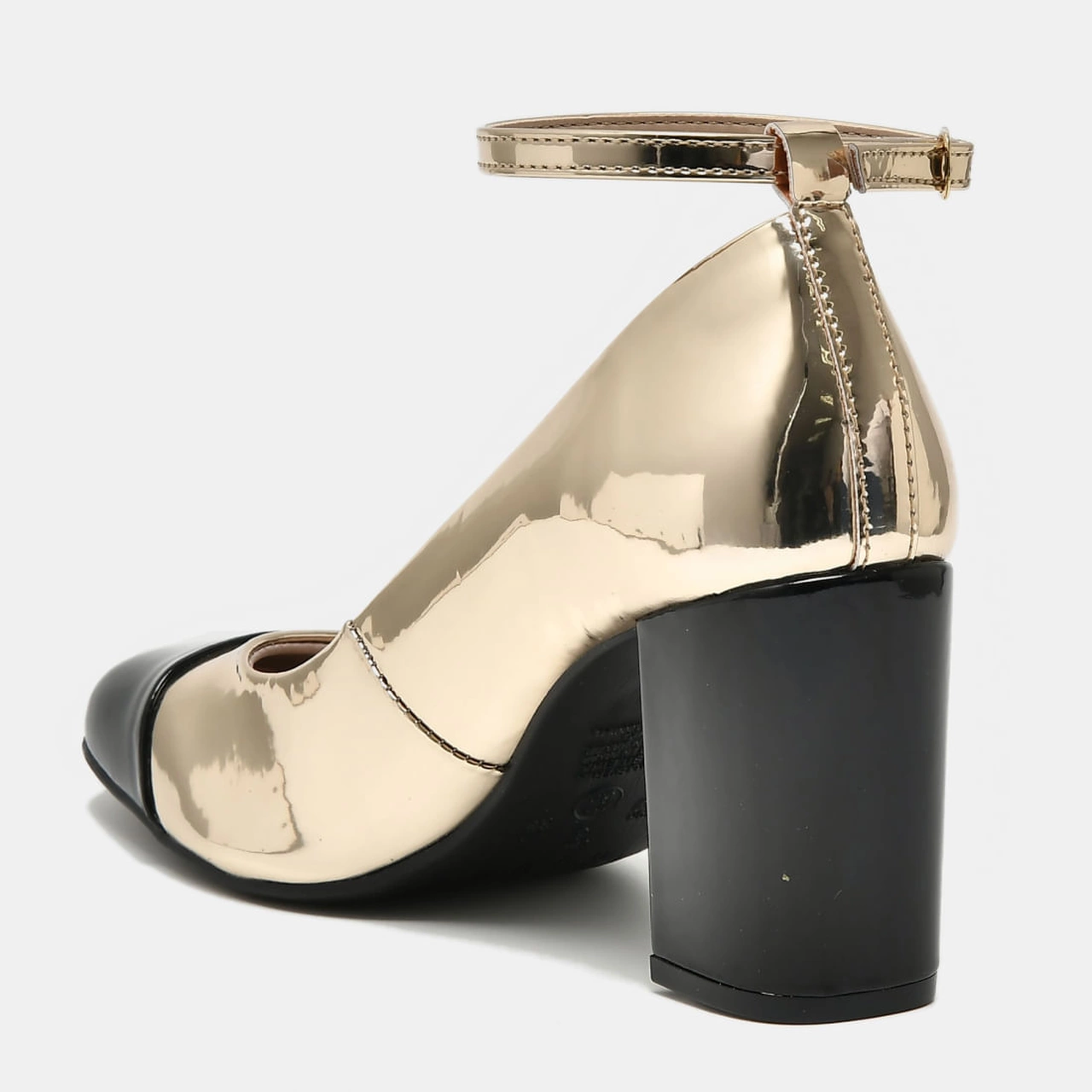 Sapato Scarpin Dourado e preto