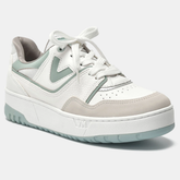 Tênis Casual Branco e Prata e Verde