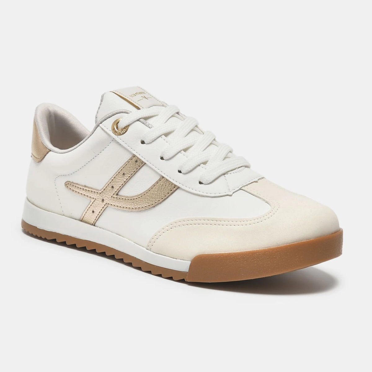 Tênis Casual Branco e dourado e off white