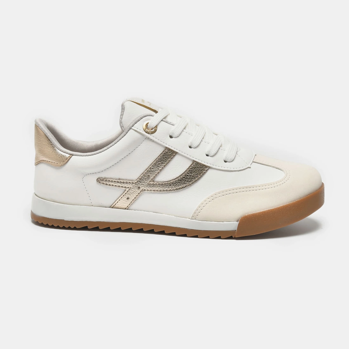 Tênis Casual Branco e dourado e off white