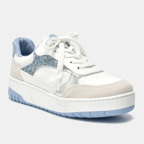 Tênis Casual Azul e bege e branco e prata