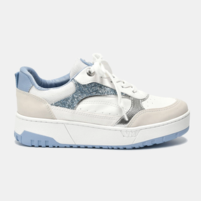 Tênis Casual Azul e bege e branco e prata