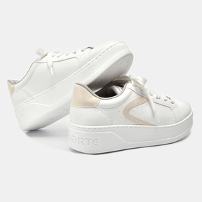 Tênis Casual Bege e branco