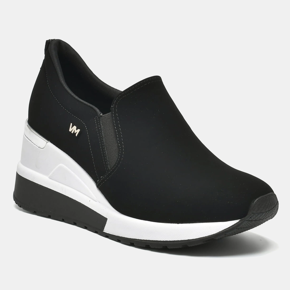 Tênis Casual Anabela Prata e preto