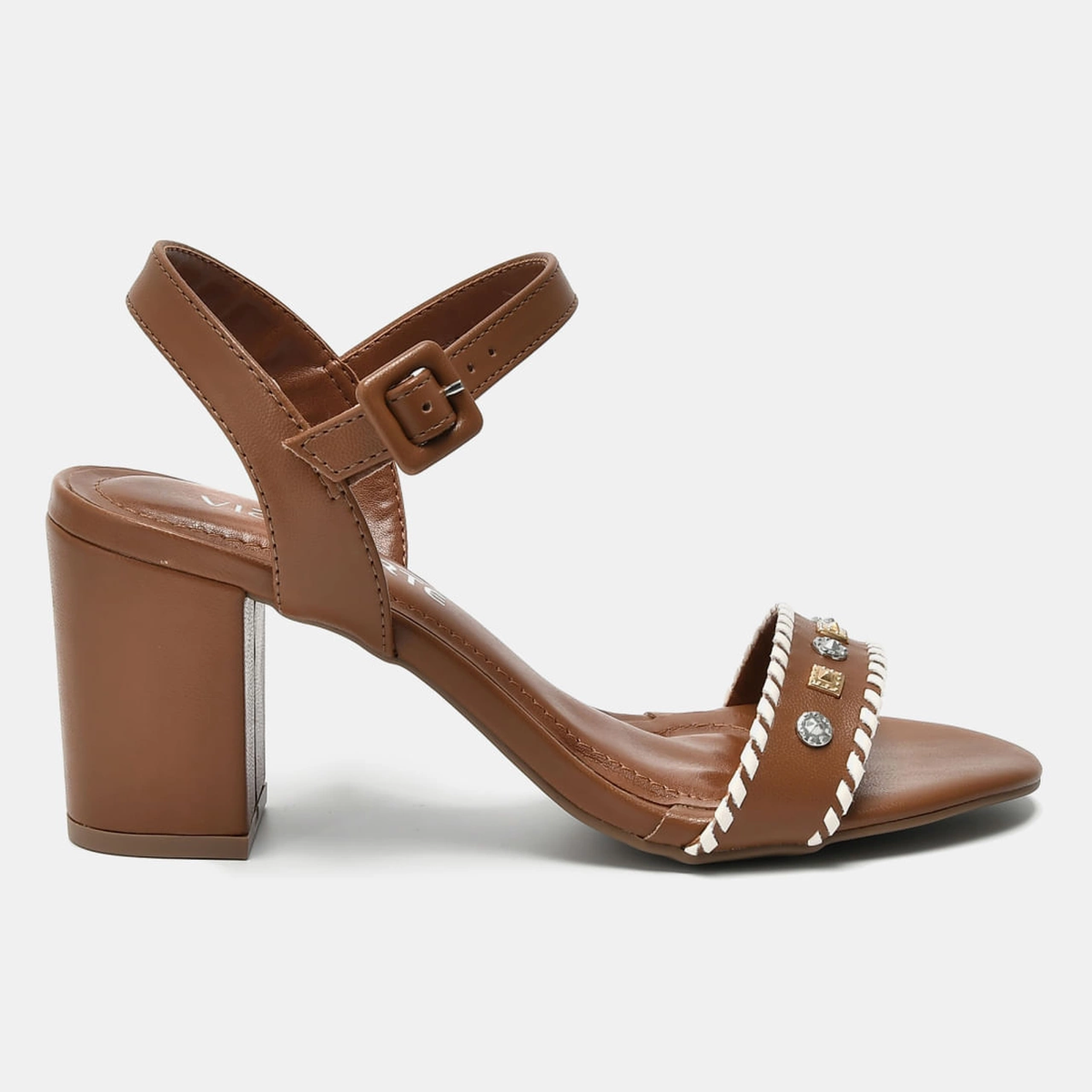 Sandália Social Marrom e Off White