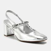 Sapato Slingback Prata