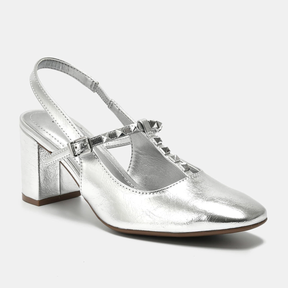 Sapato Slingback Prata